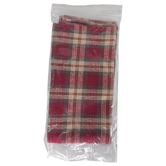 6 New Longaberger Orchard Park Plaid Napkins Set Square Cloth Fabric Accessories - Picture 7 of 9